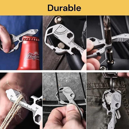 24 in 1 Multi-tool Key Shaped Pocket Keychain Bottle Opener Wrench Ruler Tools - Aimall