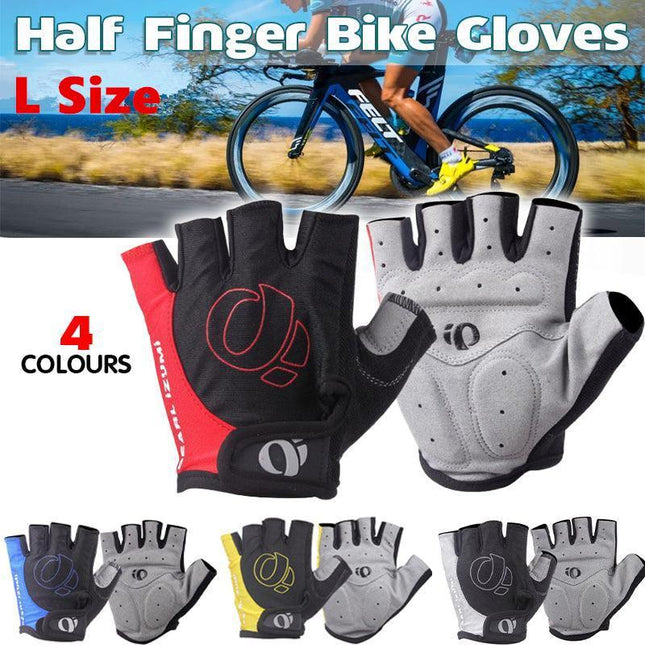 L Size Cycling Bicycle Half Finger Bike Gloves Unisex Anti Slip Padded - Aimall
