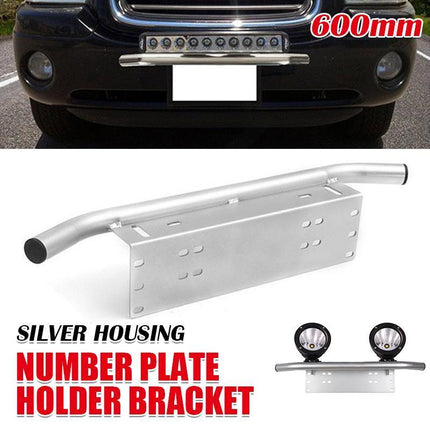 Ship Number Plate Bullbar Frame Driving Light Bar Car Mounting Bracket Silver - Aimall