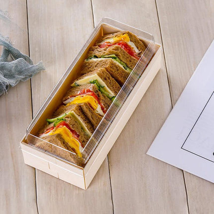 100x Clear Window Display Camulon Square Disposable Cake Takeaway Wooden Boxes - Aimall
