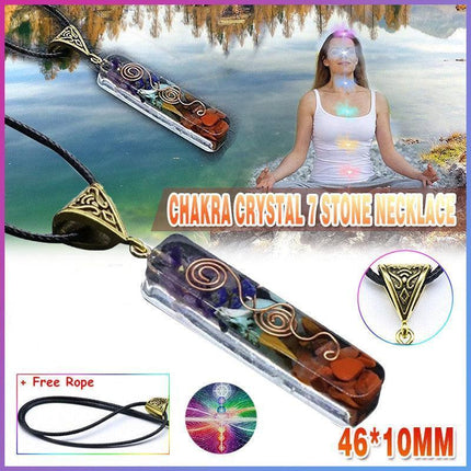 New Chakra Crystal 7 Stone Necklace Reiki Yoga Orgone Pendant Healing STOCK - Aimall