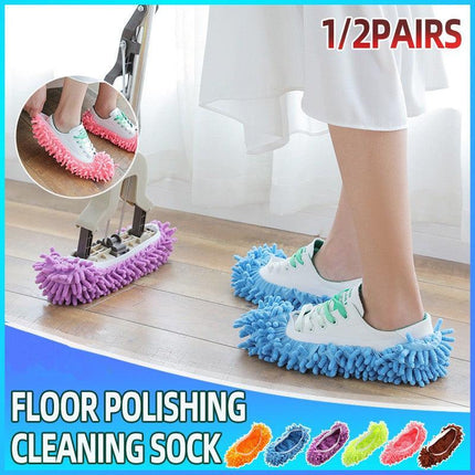 2 Pair Lazy Mop Slipper Floor Polishing Cleaning Sock Shoe Mopping Slipper Cover - Aimall
