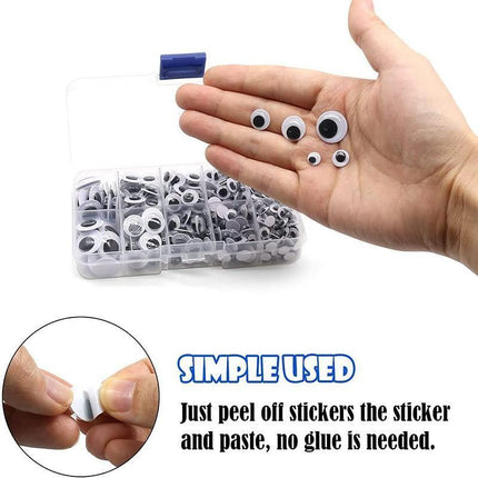 730x Google Googly Eyes Joggle Moveable Black Eye Wiggly Craft Stick On Adhesive - Aimall