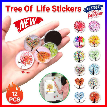 12PCS Tree Of Life Landscape Refrigerator Magnets Glass Stickers Whiteboard - Aimall