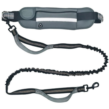 Adjustable Hands Free Dog Leash Lead + Waist Bag Belt Jogging Walking Running - Aimall