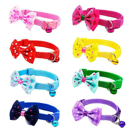 Bow Tie Cat Dog Kitten Collar with Breakaway Safety Release Buckle with Bell - Aimall