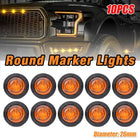 10X Round Marker Lights Amber LED Truck Trailer Side Clearance Indicators Light - Aimall