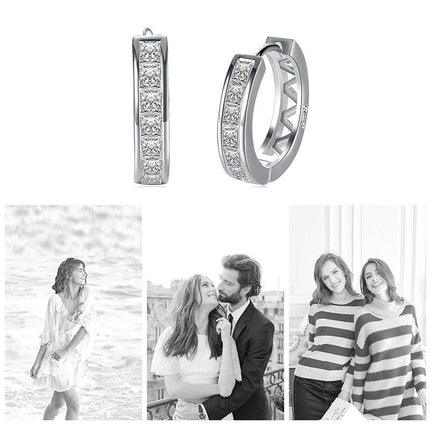 Wholesale 925 Sterling Silver Filled Clear Zircon Crystal Huggie Hoop Earrings - Aimall