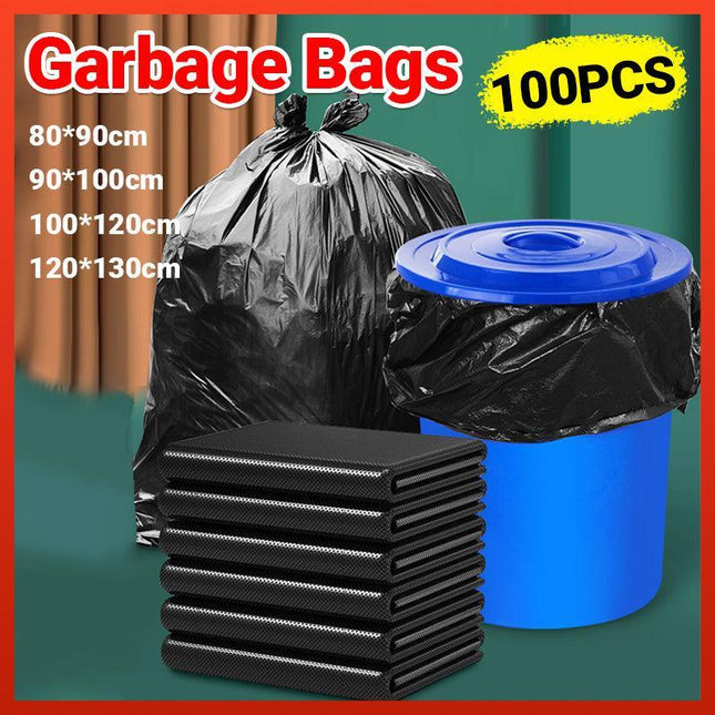 100PCS Black Heavy Duty Bin Bags Liners Rolls Waste Refuse Sacks Rubbish Bag - Aimall