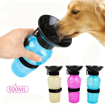 500ML Dog Cat Water Drinking Bottle Detachable Travel Cup Portable Pet Feeder - Aimall