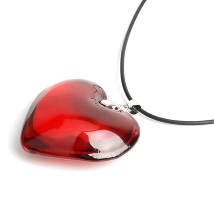 New Red Heart Love Crystal Glass Necklace Bead Pendant Woman Necklace 43mm - Aimall