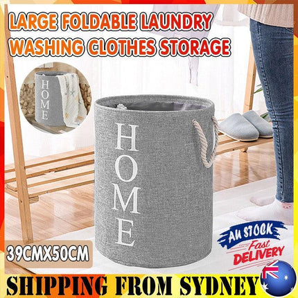 60L Large Foldable Laundry Washing Clothes Storage Hamper Basket Bin Organiser - Aimall