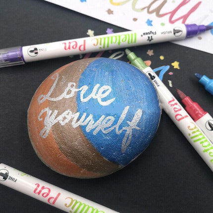 10 Colors Paint Pens Doodle Double Head Shimmer Markers Pens for Photo Album - Aimall