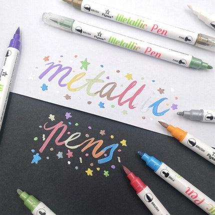 10 Colors Paint Pens Doodle Double Head Shimmer Markers Pens for Photo Album - Aimall