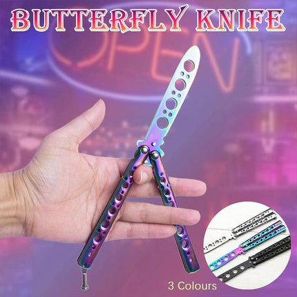 CSGO Rainbow Butterfly Knife Metal Folding Practice Trainer Training Tool - Aimall