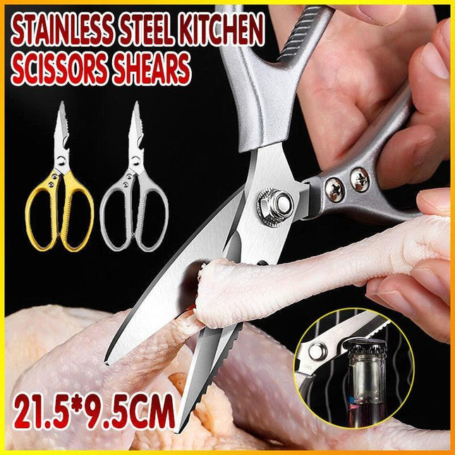 2x Japanese Heavy Duty Stainless Steel Kitchen Scissors Shears Fish Chicken Bone - Aimall
