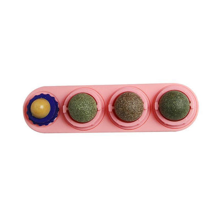 Cat Toy Catnip Ball Lick Solid Nutrition Help Digestion Wall Mount Hair Remover - Aimall