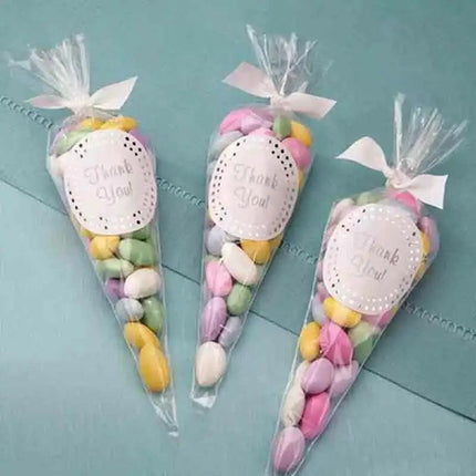 100 Clear Cello Cone Bags Easter Lollies Lolly Favours Candy Treat STOCK - Aimall