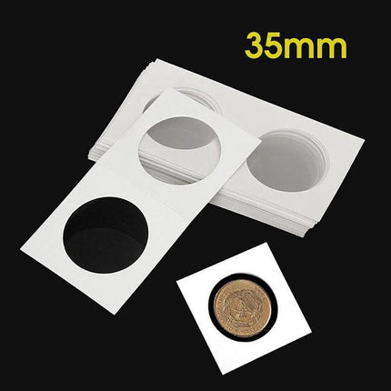 100PCS CARDBOARD 2"x 2" COIN HOLDERS 35mm SUIT 50c, 20c NEW - Aimall