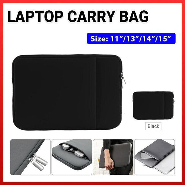Black Laptop MacBook NoteBook Sleeve Bag Travel Carry Case Cover 13 14 15 16 Inch - Aimall