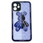 For iPhone 13 Pro Max 12 11XS XR Luxury Cool Bear Shockproof Glass Case Purple - Aimall