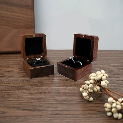 Ring Storage Box Wooden Box Jewelry Display Proposal Engagement Wedding Ceremony - Aimall