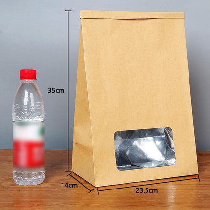50PCS Kraft Paper Self-sealing Bags Tea Nut Bags Dry Goods Packaging Sealed Bags - Aimall