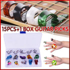 15PCS+1 BOX Guitar Picks Bass Thumb Finger Nail Colorful Plectrum Guitar Banjo - Aimall