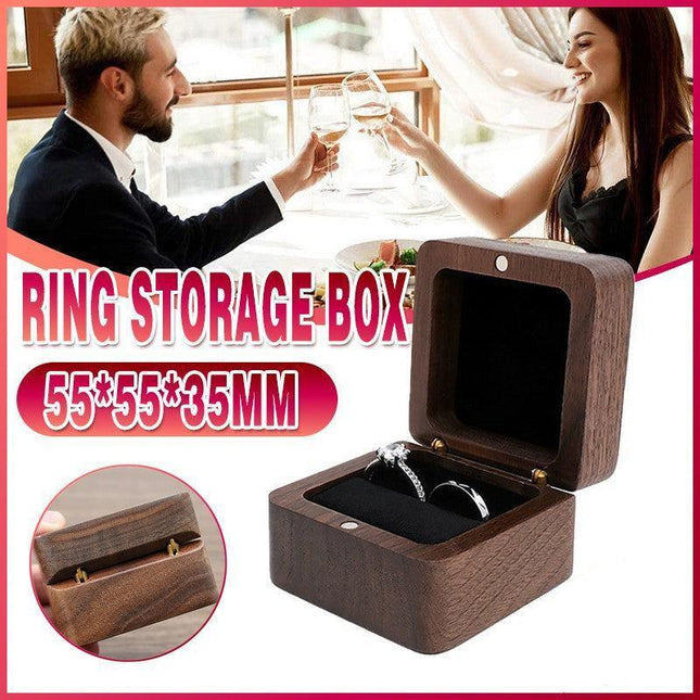 Ring Storage Box Wooden Box Jewelry Display Proposal Engagement Wedding Ceremony - Aimall
