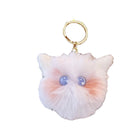 Plush Kitten Head Cartoon Keychain Rabbit Hair Pompom Keyring Bag Ornaments Gift - Aimall