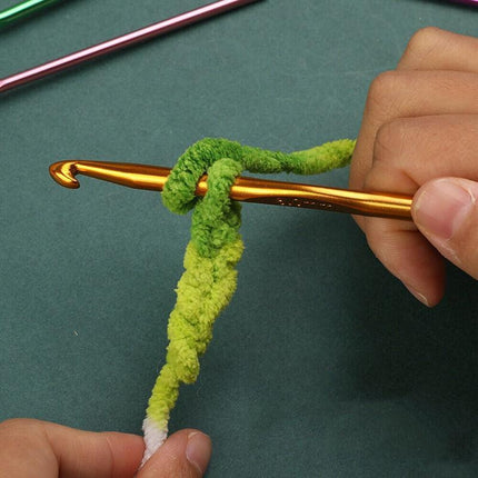 12 Size Multi Coloured Aluminium Crochet Hooks Yarn Knitting Needles 2-8mm Set - Aimall