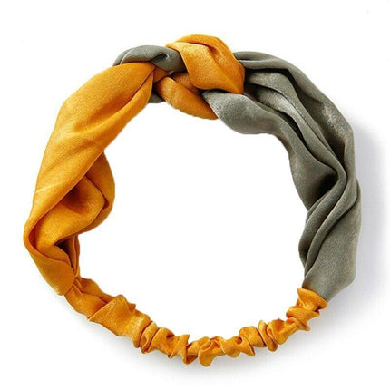 Women Chiffon Floral Print Headband Fashion Bohemian Elastic Cross Hair Bands - Aimall