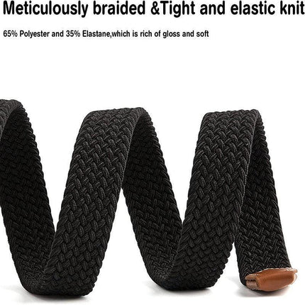 Belt For Men Elastic Waistband Canvas Buckle Braided Mens Woven Stretch Strar - Aimall