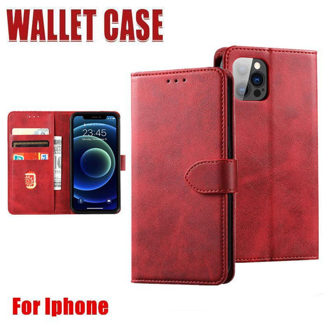Red Wallet Leather Flip Case Cover For iPhone 7 8 6 6S Plus X 11 12 13 Pro XS Max XR - Aimall