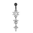 Flower Crystal Surgical Steel Dangle BELLY Button Navel bars Ring Body Piercing - Aimall