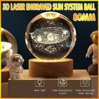 80mm Crystal Solar System Planet Globe 3D Laser Engraved Sun System Ball Gift - Aimall