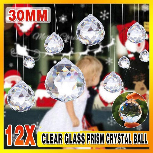 12PCS 30 MM Chandelier Clear Glass Prism Crystal Ball Pendant Sun-catcher - Aimall