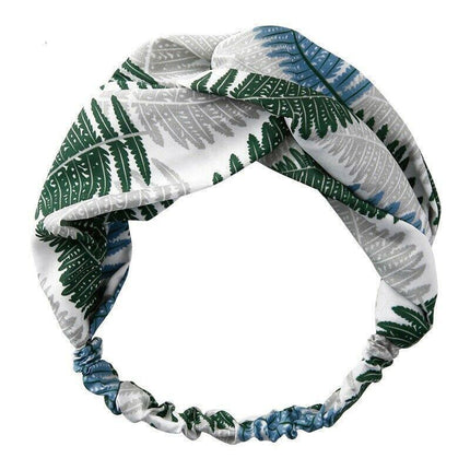 Women Chiffon Floral Print Headband Fashion Bohemian Elastic Cross Hair Bands - Aimall