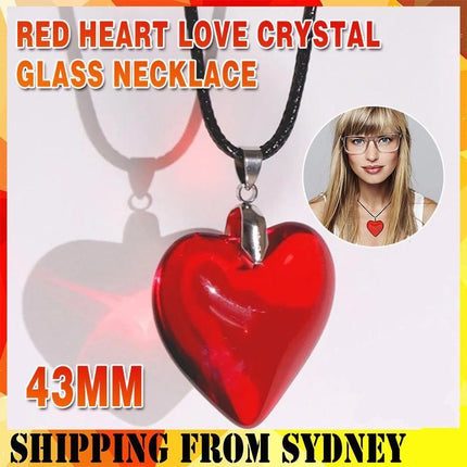 New Red Heart Love Crystal Glass Necklace Bead Pendant Woman Necklace 43mm - Aimall