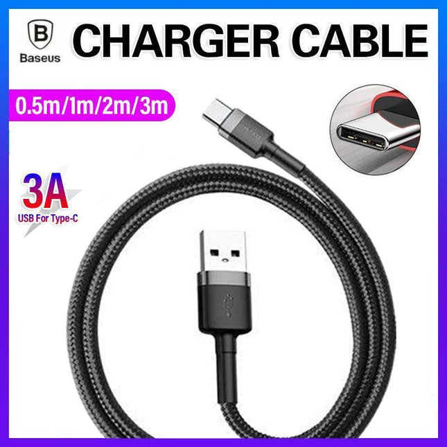Grey+Black Baseus USB to Type C Charger Cable 3A Fast Charging for Huawei - Aimall