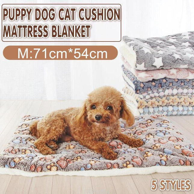 M Size Puppy Dog Cat Cushion Mattress Blanket Bed Soft Warm Pet Pad Winter Kennel House - Aimall
