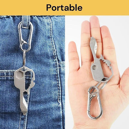24 in 1 Multi-tool Key Shaped Pocket Keychain Bottle Opener Wrench Ruler Tools - Aimall