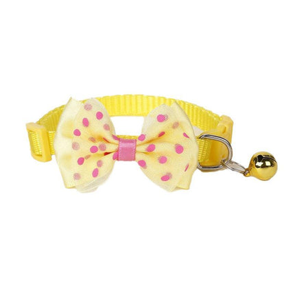 Bow Tie Cat Dog Kitten Collar with Breakaway Safety Release Buckle with Bell - Aimall