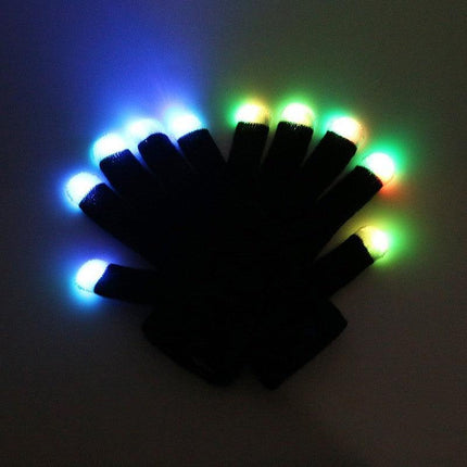 1Pair Rainbow Flow LED Light Black Glove Rave Party Glow Games Night mode Glove - Aimall