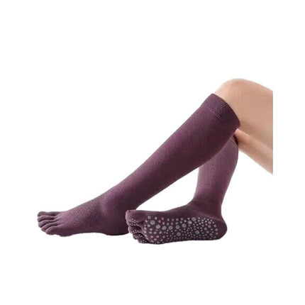 Women Long Massage Pilates Socks Yoga Socks Anti-skid Grip Non Slip Socks Medium - Aimall