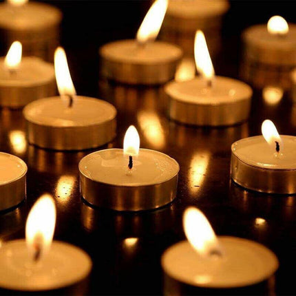 Long Lasting Tealight Candles Set 50PCS White Smokeless Paraffin Wax Cup