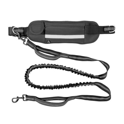 Adjustable Hands Free Dog Leash Lead + Waist Bag Belt Jogging Walking Running - Aimall
