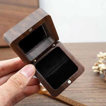 Ring Storage Box Wooden Box Jewelry Display Proposal Engagement Wedding Ceremony - Aimall