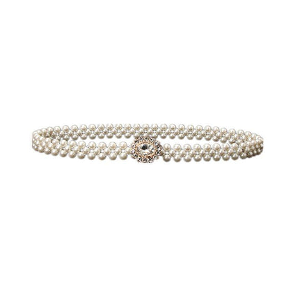 Women's Bead Chain Belt Pearl Waist Chain Dress Decorative Belt Waistband 8C - Aimall