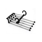 5 in 1 Stainless-Steel Pants Rack Hanger Wardrobe Shelves Magic Multi-Functional Black - Aimall